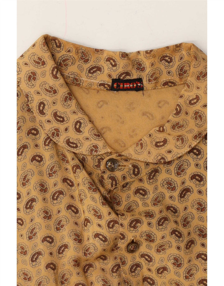 Vintage Herren Kurzarmhemd Mittelbeige Paisley
