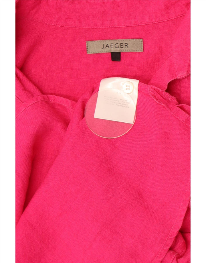 JAEGER Damen-Hemd mit 3/4-Ärmeln, UK 14, Mittelrosa, Leinen