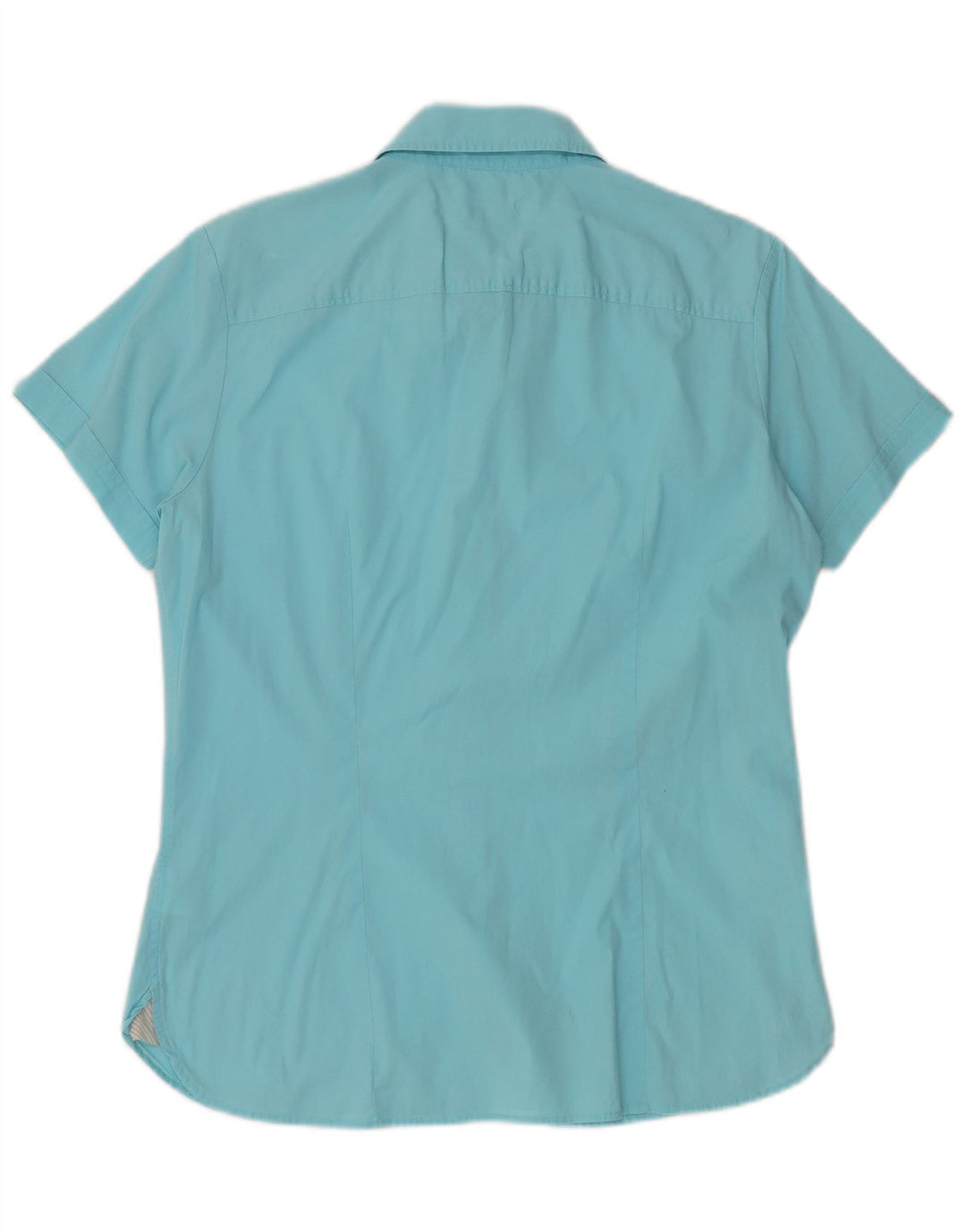 TOMMY HILFIGER Damen Kurzarmhemd UK 14 Mittelblaue Baumwolle