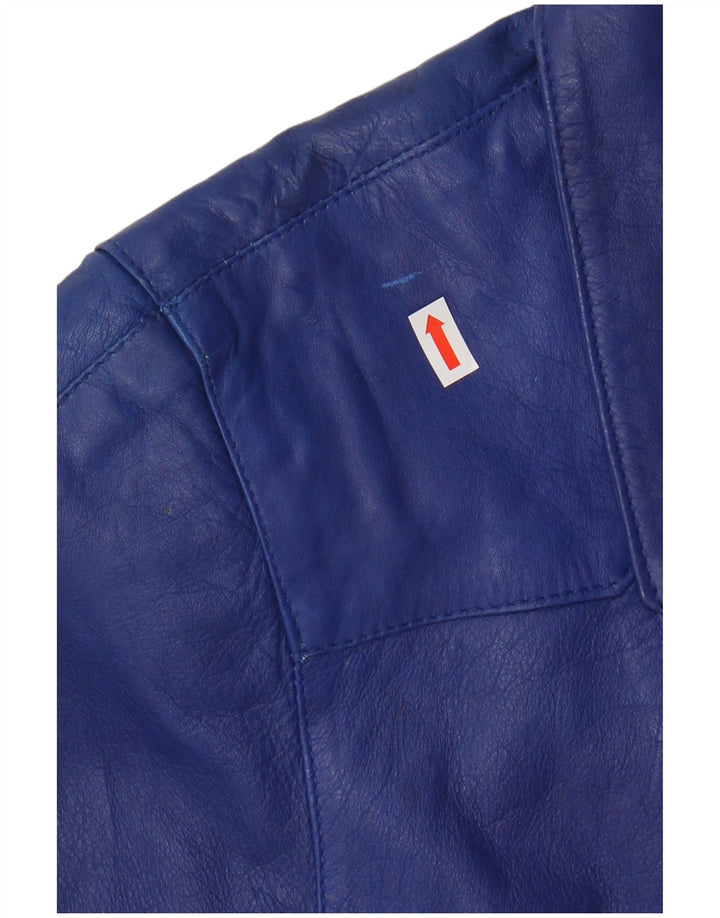 VINTAGE Damen-Oversize-Lederjacke, Größe 10, kleines blaues Leder