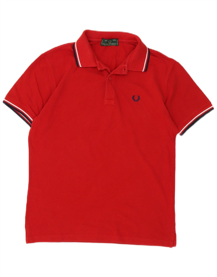 Fred Perry Herren-Poloshirt aus mittelroter, gestreifter Baumwolle