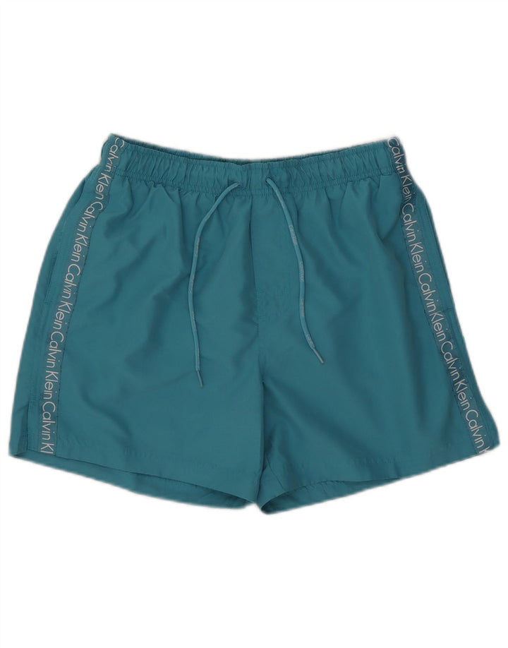 Calvin Klein Herren-Badeshorts mit Grafik, mittelblau, Polyester