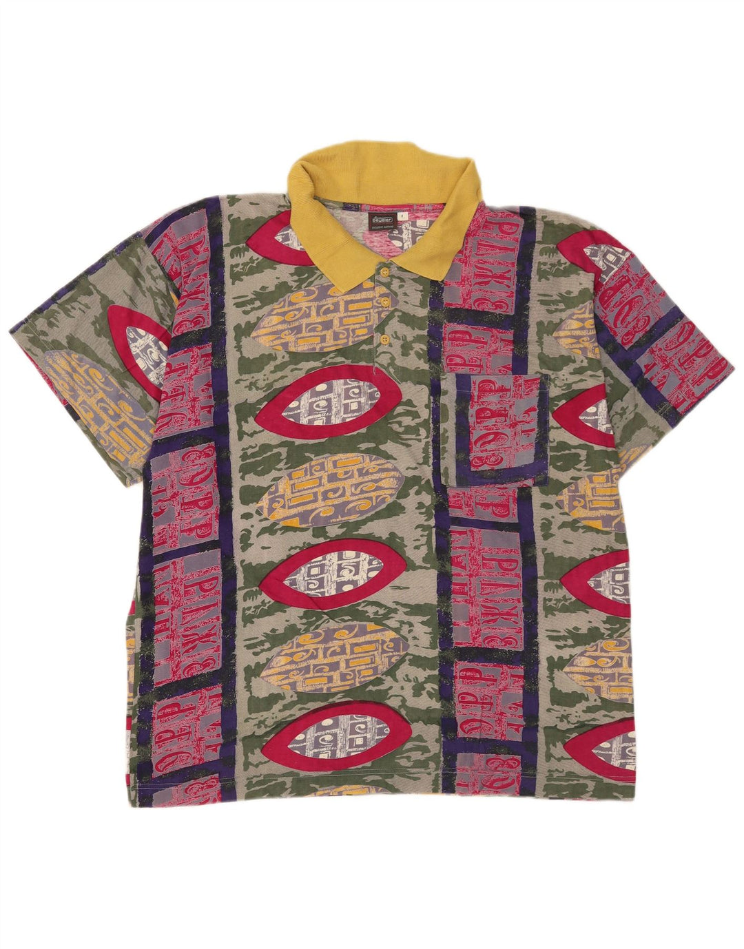 Vintage Herren-Poloshirt, groß, mehrfarbig, geometrisch, Baumwolle