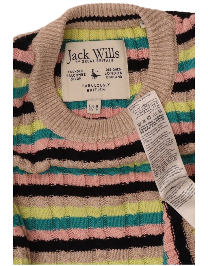 JACK WILLS Womens Crew Neck Jumper Sweater UK 8 Small Multicoloured