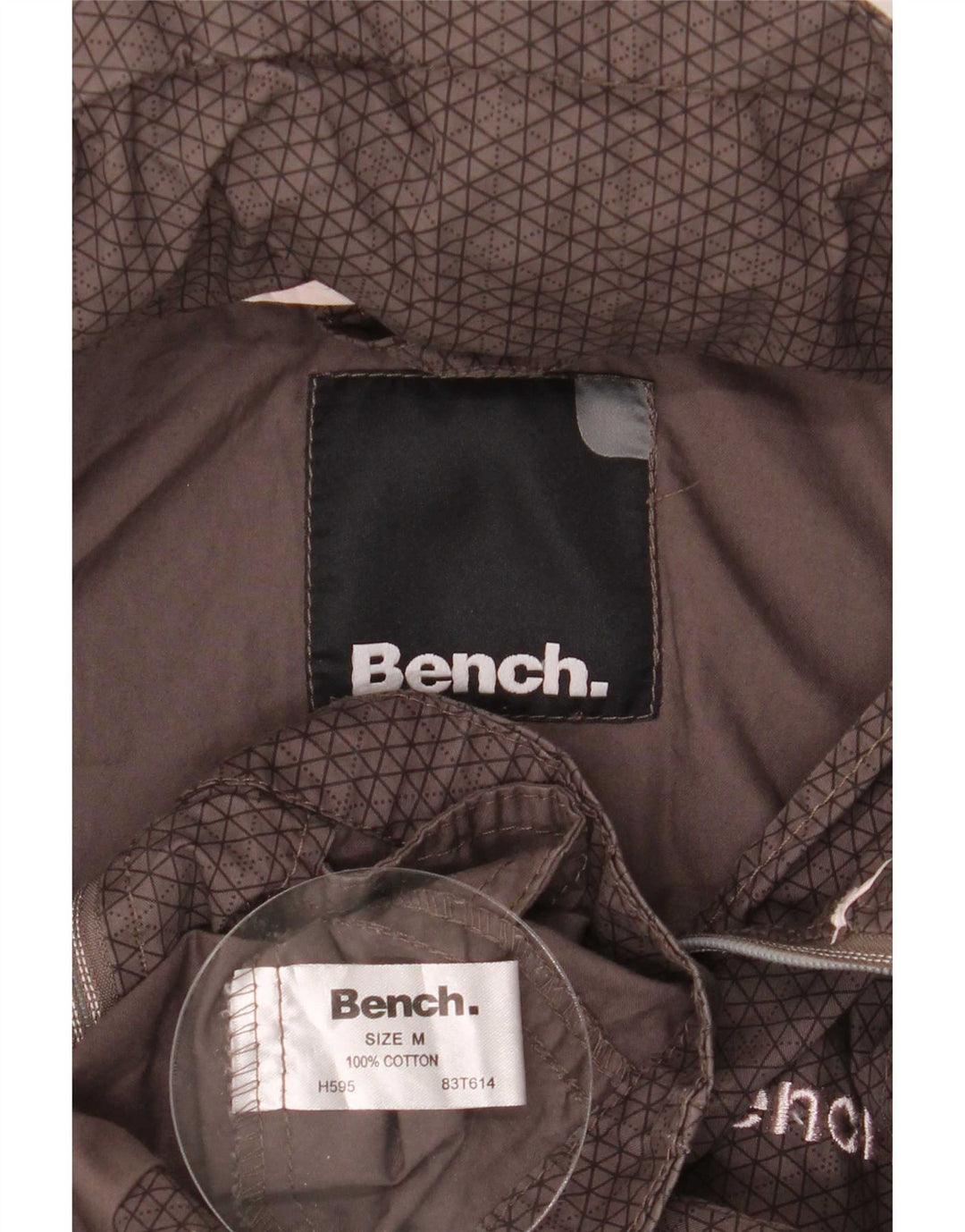 Bench Womens Graphic Hooded Bomber Jacket UK 14 Mittelbraune Baumwolle