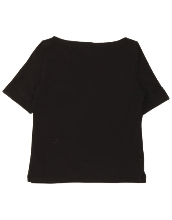 Ralph Lauren Damen T-Shirt Top UK 14 Große schwarze Baumwolle