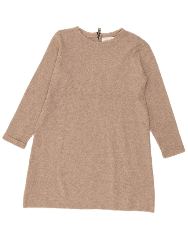 Zara Langarm-Pulloverkleid für Mädchen, 9–10 Jahre, Beige