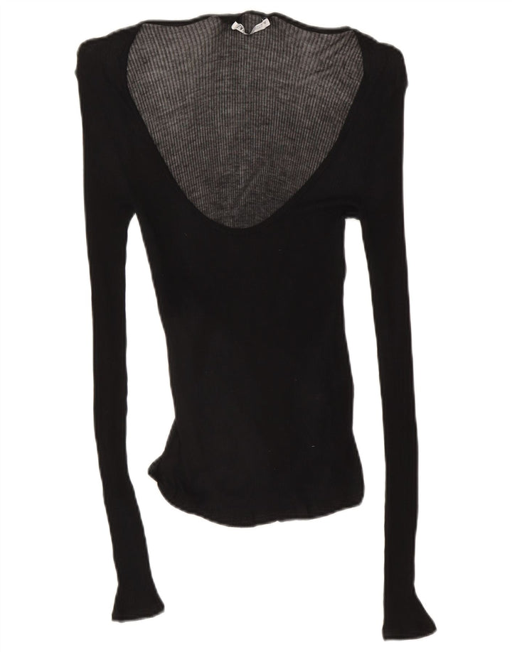 Zara Damen Top Langarm UK 12 Medium Schwarz