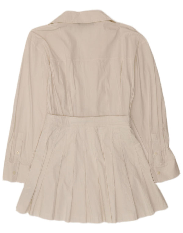 Zara Womens Wrap Long Sleeve Playsuit UK 10 Small Weiße Baumwolle