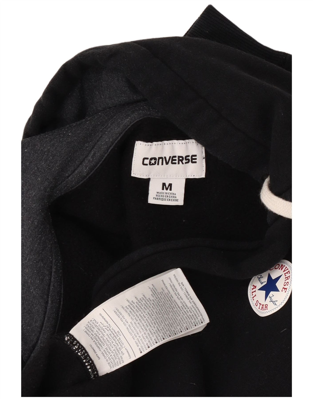 Converse Damen Zip Hoodie Pullover UK 14 Mittelschwarze Baumwolle
