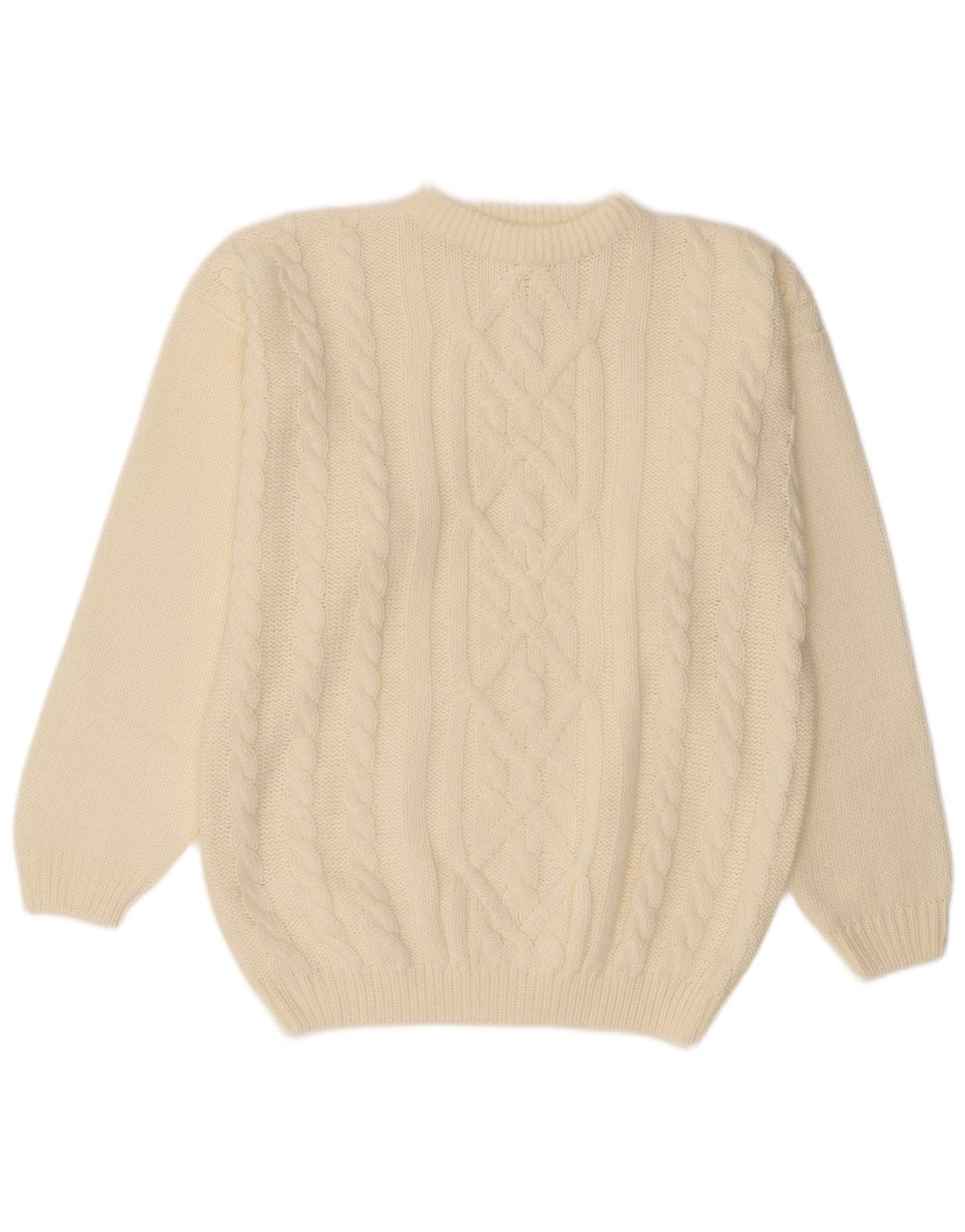 Angelo Muroni Herren-Pullover mit Rundhalsausschnitt, Mittelweiß, Polyacryl