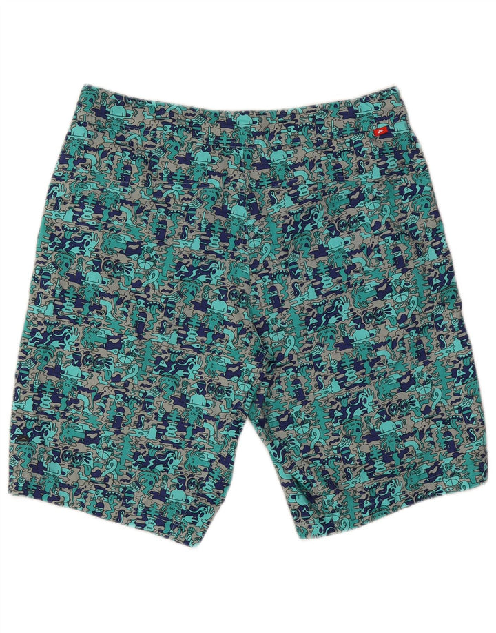 Nike Herren-Cargoshorts mit Grafik, W34, groß, türkisfarbenes Farbblock-Polyester