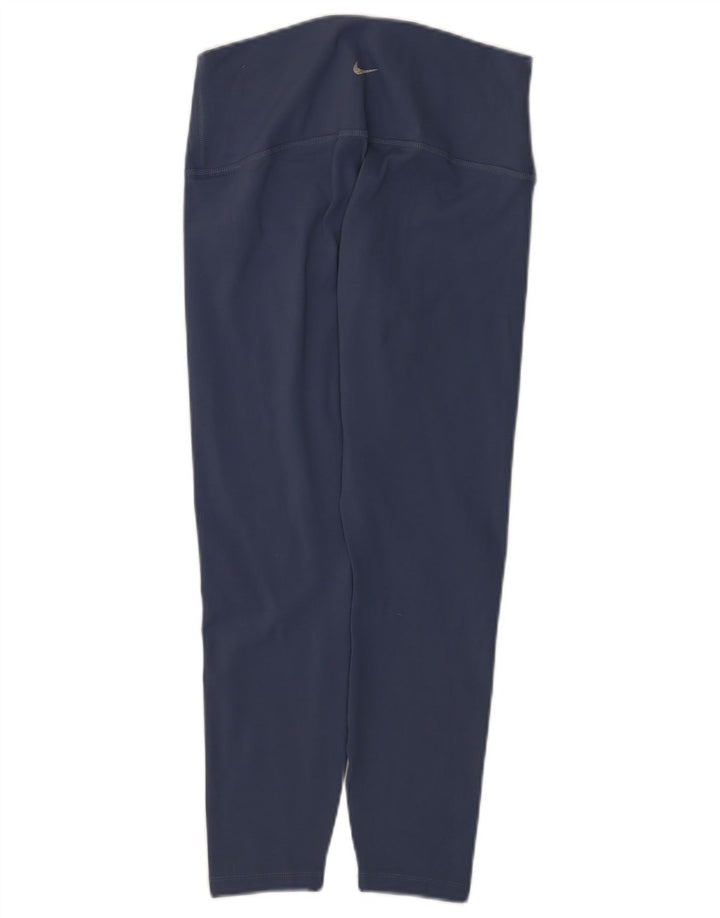 Nike Damen Dri Fit Leggings UK 14 Large Marineblau Polyester