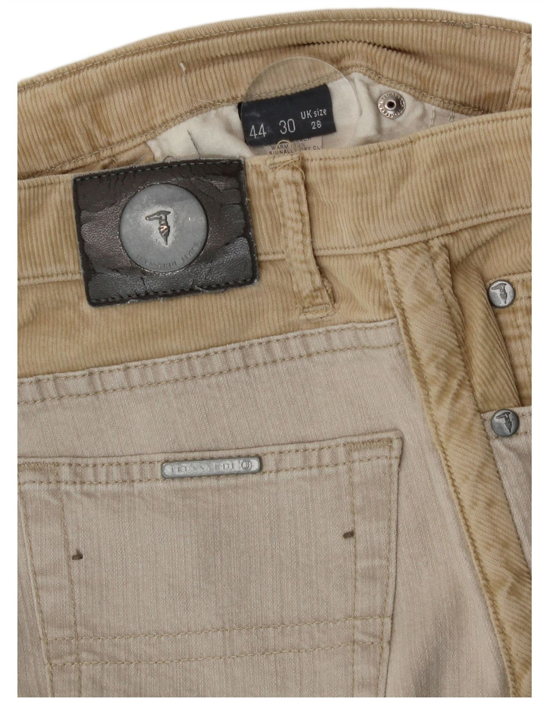 Trussardi Damen Straight Jeans IT 44 Medium W28 L28 Beige Farbblock