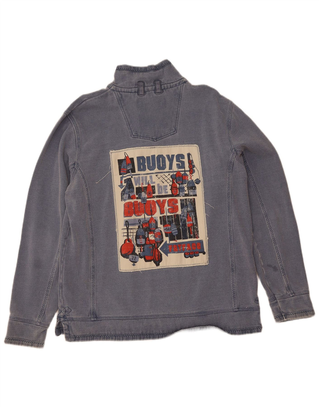 Fat Face Herren-Sweatshirt mit Reißverschluss am Hals, groß, aus blauer Baumwolle