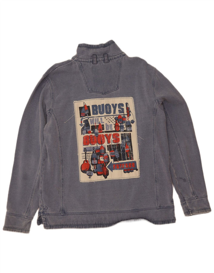 Fat Face Herren-Sweatshirt mit Reißverschluss am Hals, groß, aus blauer Baumwolle