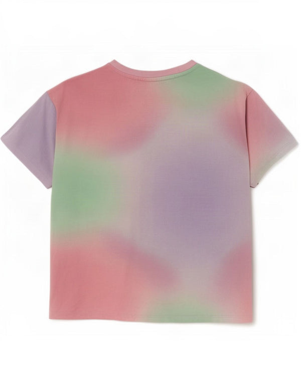 Fila Damen Grafik-T-Shirt-Oberteil UK 6 XS Mehrfarbige Batik-Baumwolle