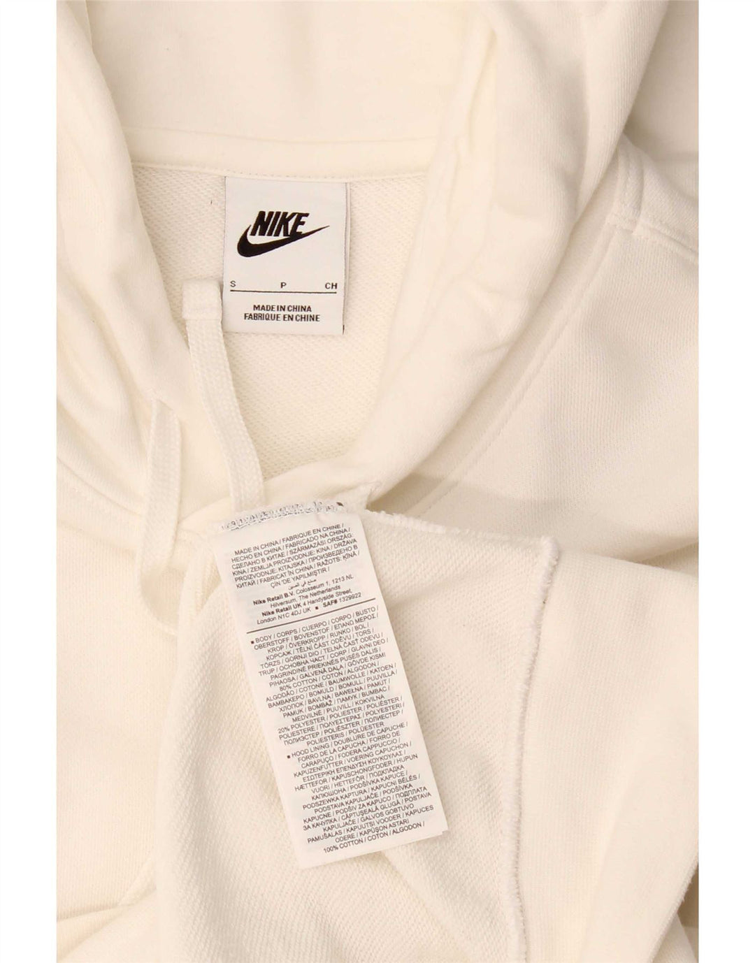Nike Herren-Kapuzenpullover mit Grafik, Größe S, weiße Baumwolle