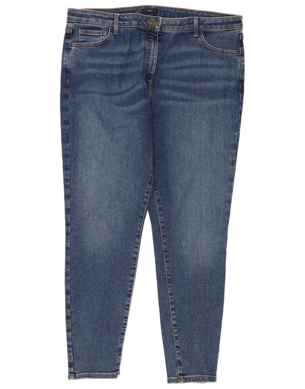 M&Co Damen kurze Röhrenjeans UK 18 XL W36 L27 Blaue Baumwolle