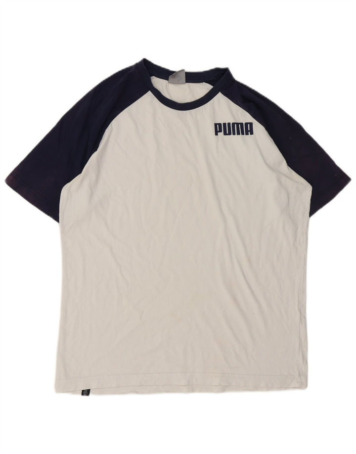 Puma Herren T-Shirt Top Small Weiß Colourblock Baumwolle