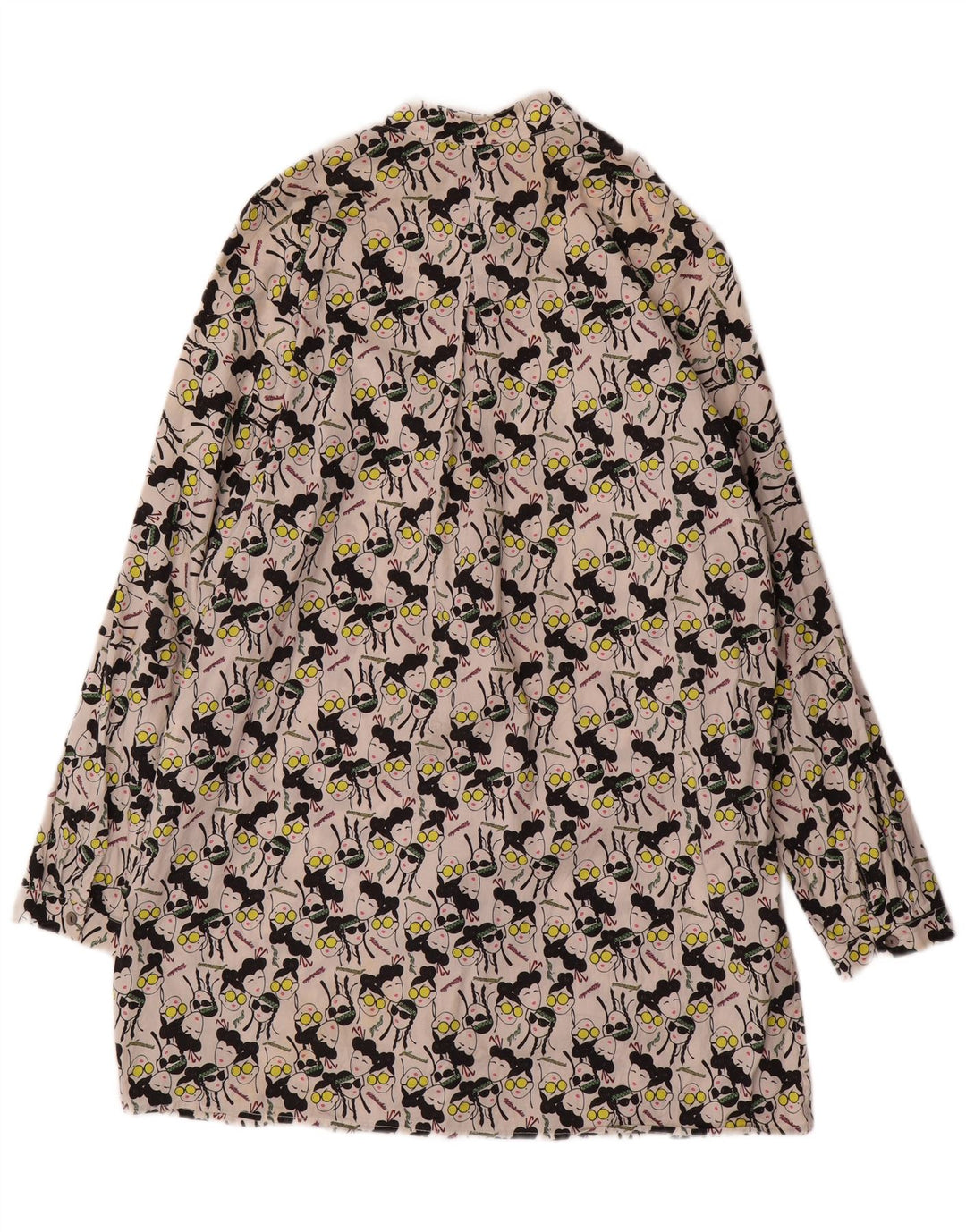 Vintage Damen Grafik-Hemdkleid IT 42 Mittelweiße Baumwolle