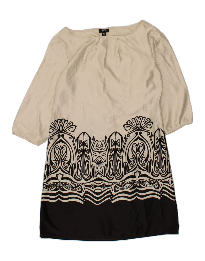 MOSSIMO Womens Abstract Pattern Shift Dress UK 6 XS Off White Colourblock Vintage Mossimo and Second-Hand Mossimo from Messina Hembry 