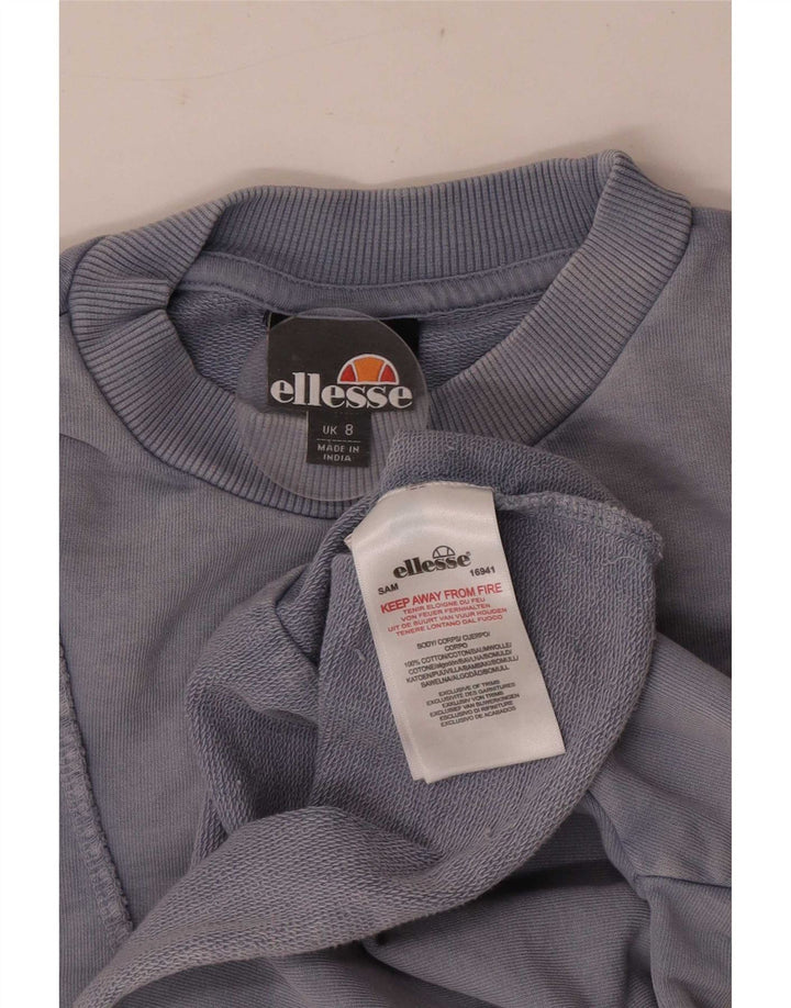 Ellesse Womens Crop Oversized Sweatshirt Pullover UK 8 Small Blau Baumwolle