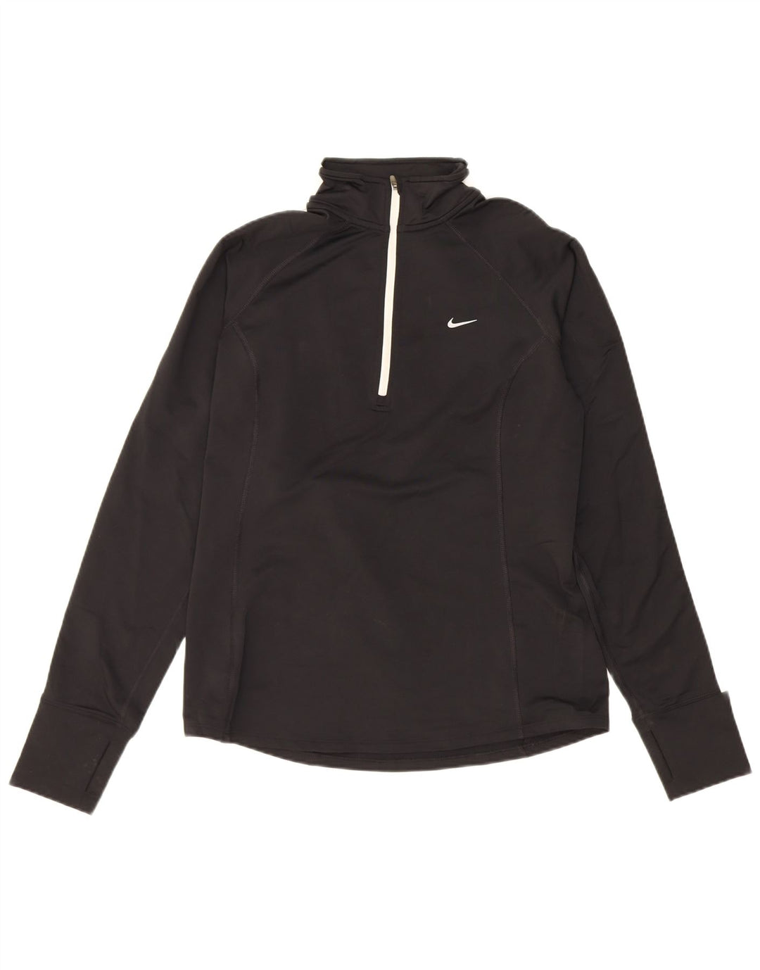 NIKE Mens Running Zip Neck Tracksuit Top Medium Black Polyester Sports