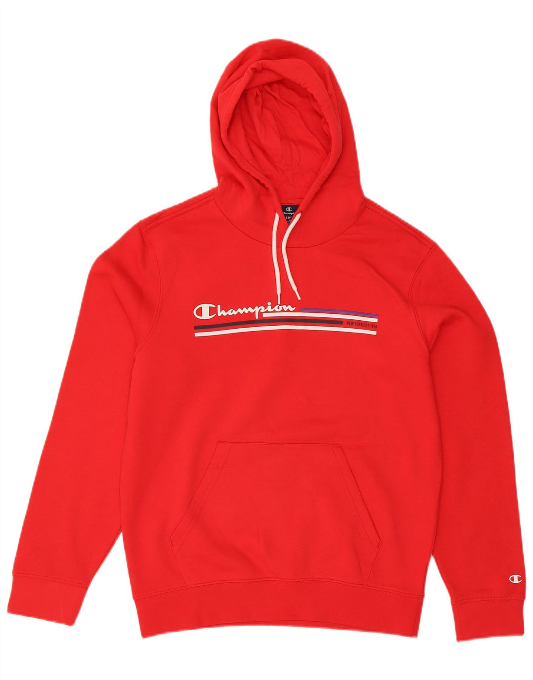 Champion Herren-Kapuzenpullover mit Grafik, mittelrot, gestreift, Baumwolle