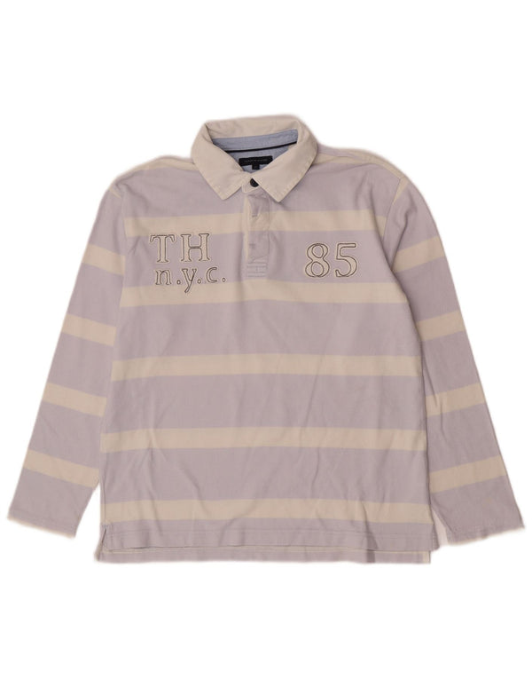 Tommy Hilfiger Rugby-Poloshirt mit Grafik für Jungen, 13–14 Jahre, blau gestreift