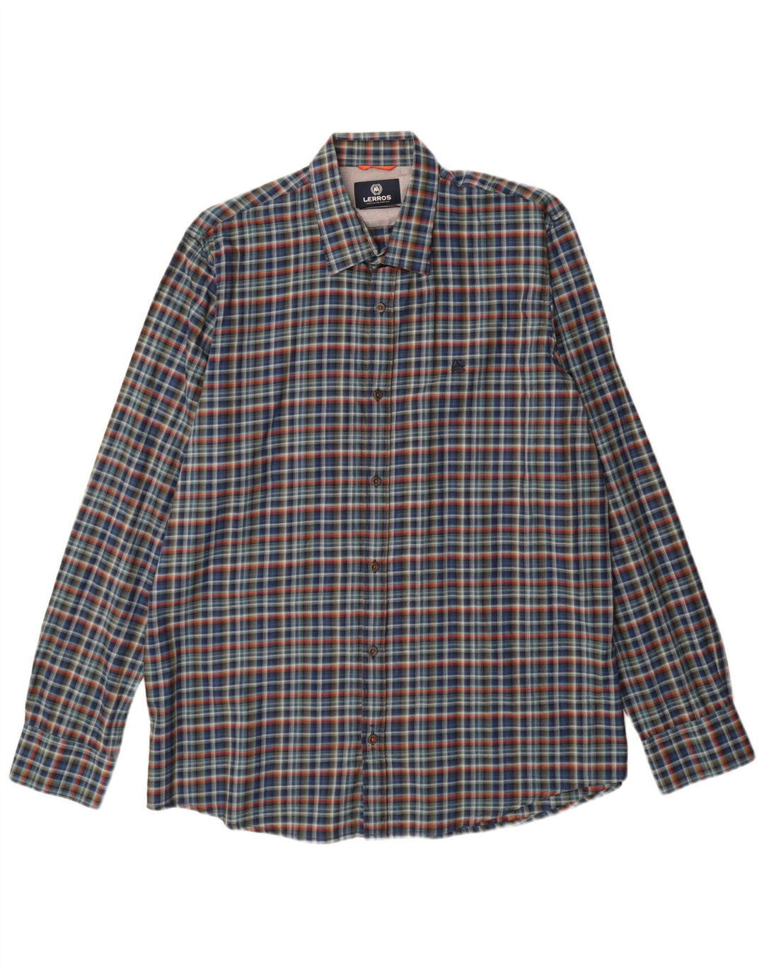 Lerros Herren Stretch-Hemd XL Marineblau kariert