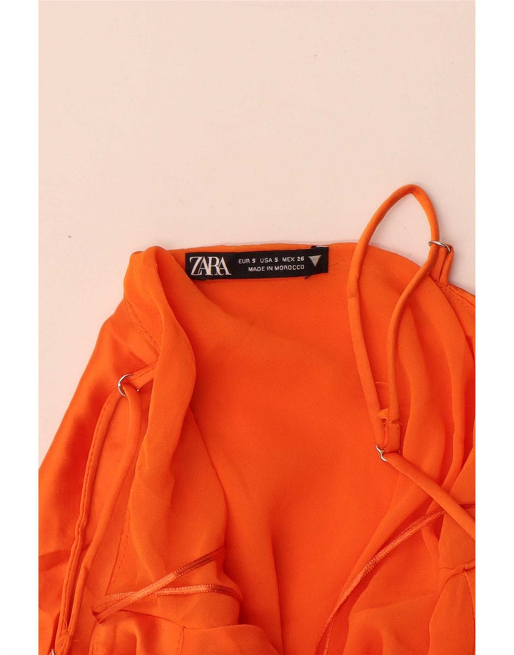 Zara Damen Slip Dress UK 8 Small Orange Polyester