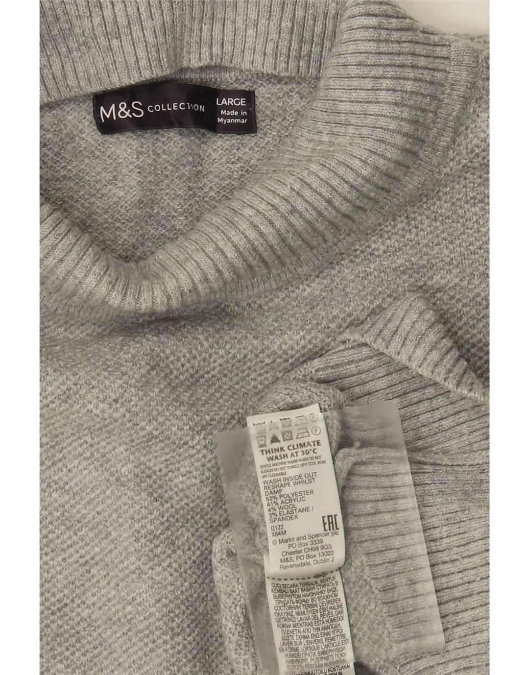 Marks & Spencer Damen-Pullover mit Rollkragen, Gr. 16, Grau