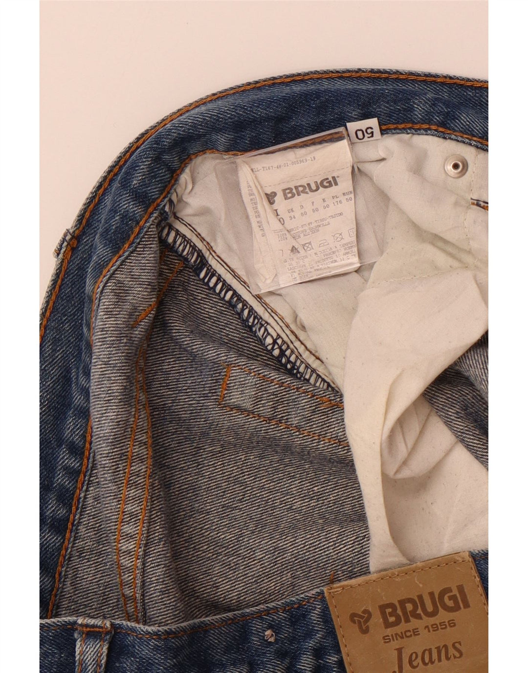 BRUGI Herren Straight Jeans W34 L32 Blaue Baumwolle