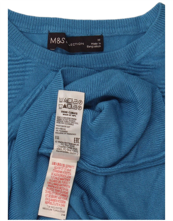 Marks & Spencer Damen-Pullover mit Rundhalsausschnitt, Gr. 14, mittelblau, geometrisch