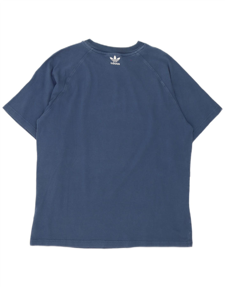 Adidas Herren Grafik-T-Shirt aus mittelblauer Baumwolle