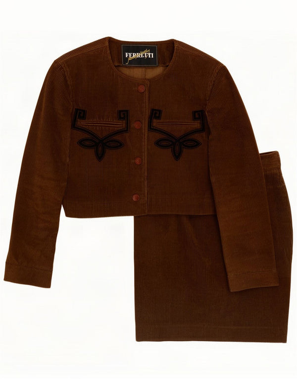 Ferretti Damen 4-Knopf-2-teiliges Rockset UK 14 Large W26 Brown Floral
