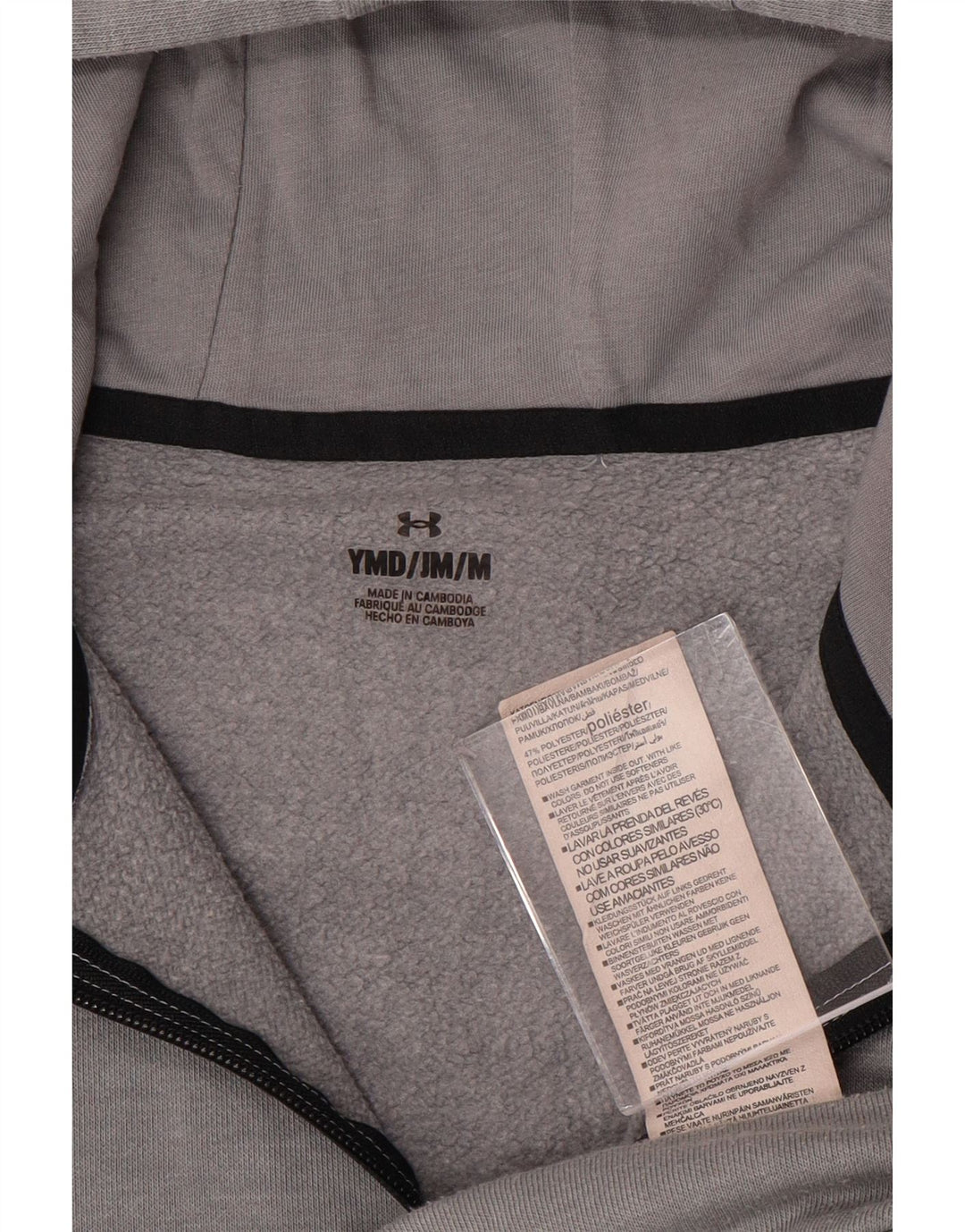 UNDER ARMOUR Jungen-Kapuzenpullover mit grafischem Reißverschluss und Reißverschluss, 9–10 Jahre, Mittelgrau