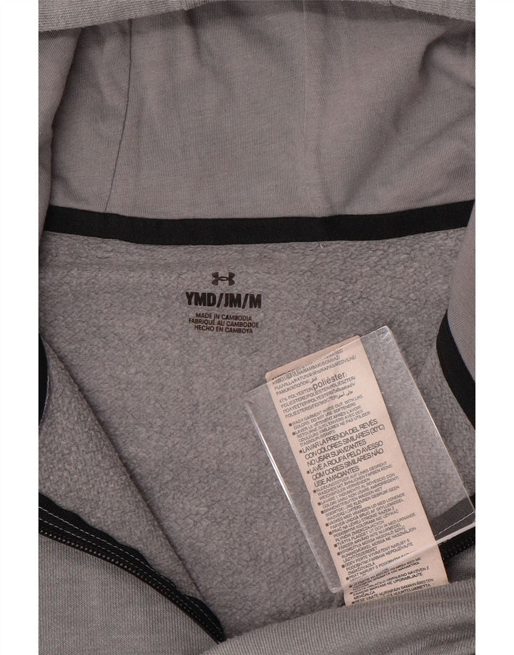 UNDER ARMOUR Jungen-Kapuzenpullover mit grafischem Reißverschluss und Reißverschluss, 9–10 Jahre, Mittelgrau