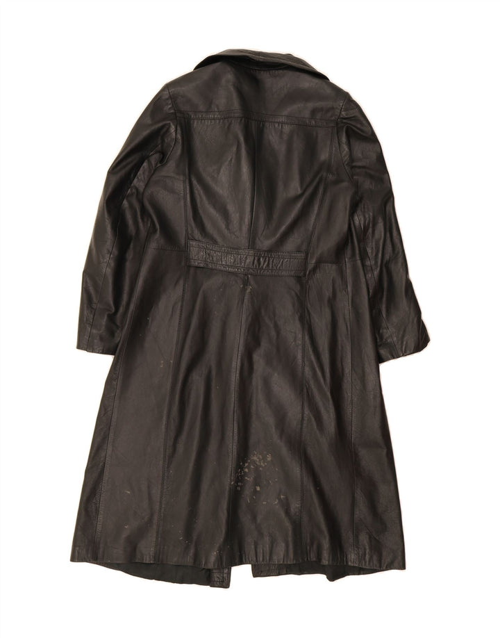 VINTAGE Womens Leather Coat UK 14 Medium Black Leather Vintage Vintage and Second-Hand Vintage from Messina Hembry 