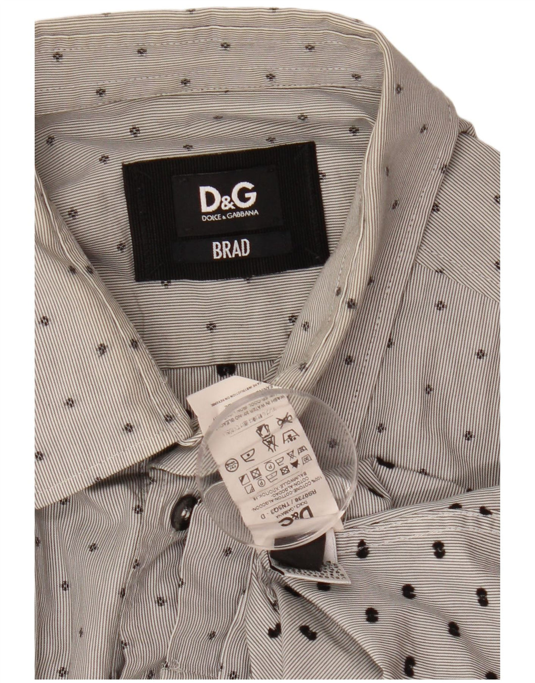 DOLCE & GABBANA Herren BRAD Hemd Mittelgrau gepunktete Baumwolle
