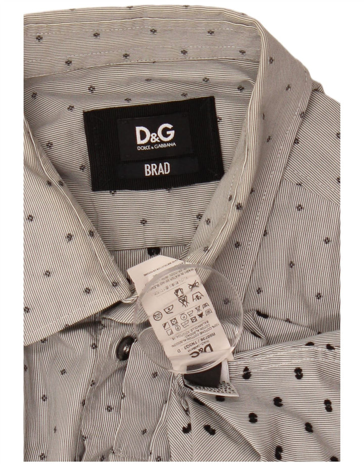 DOLCE & GABBANA Herren BRAD Hemd Mittelgrau gepunktete Baumwolle