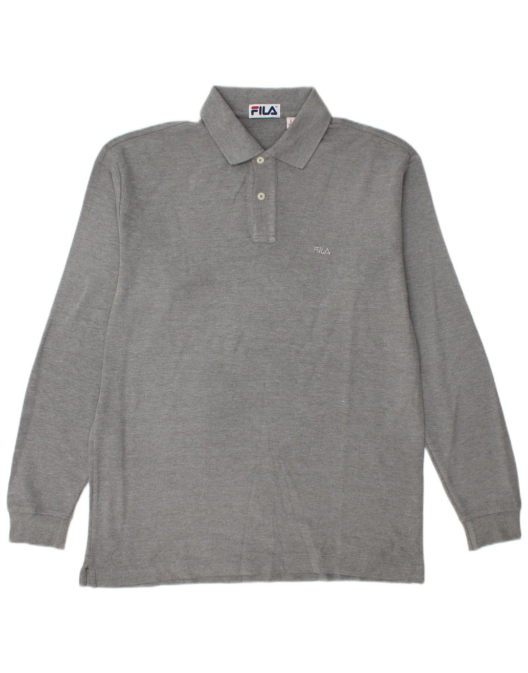 FILA Mens Long Sleeve Polo Shirt IT 52 Large Grey Cotton