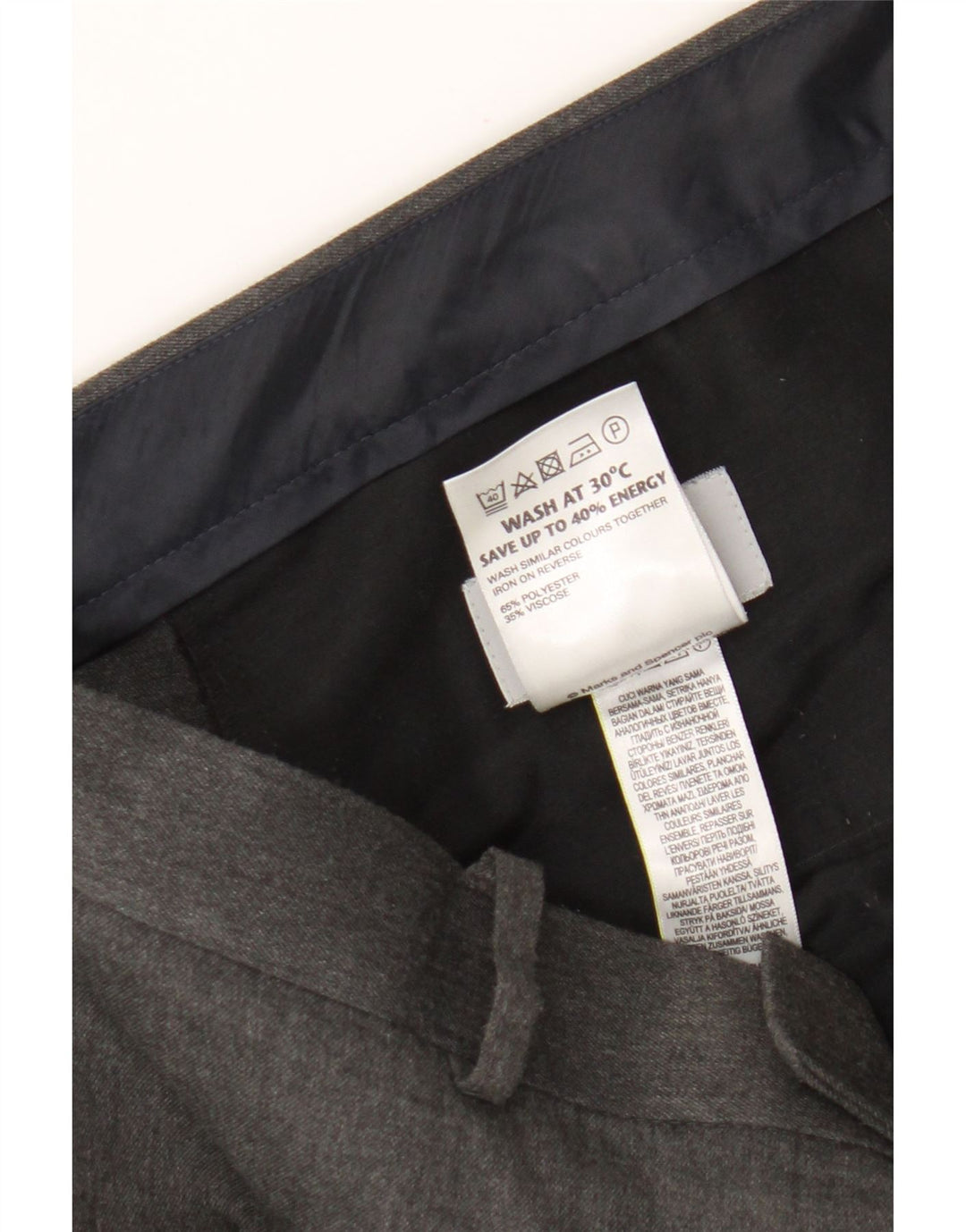 Marks & Spencer Herren Slim Fit Chinohose W38 L31 Grau Polyester