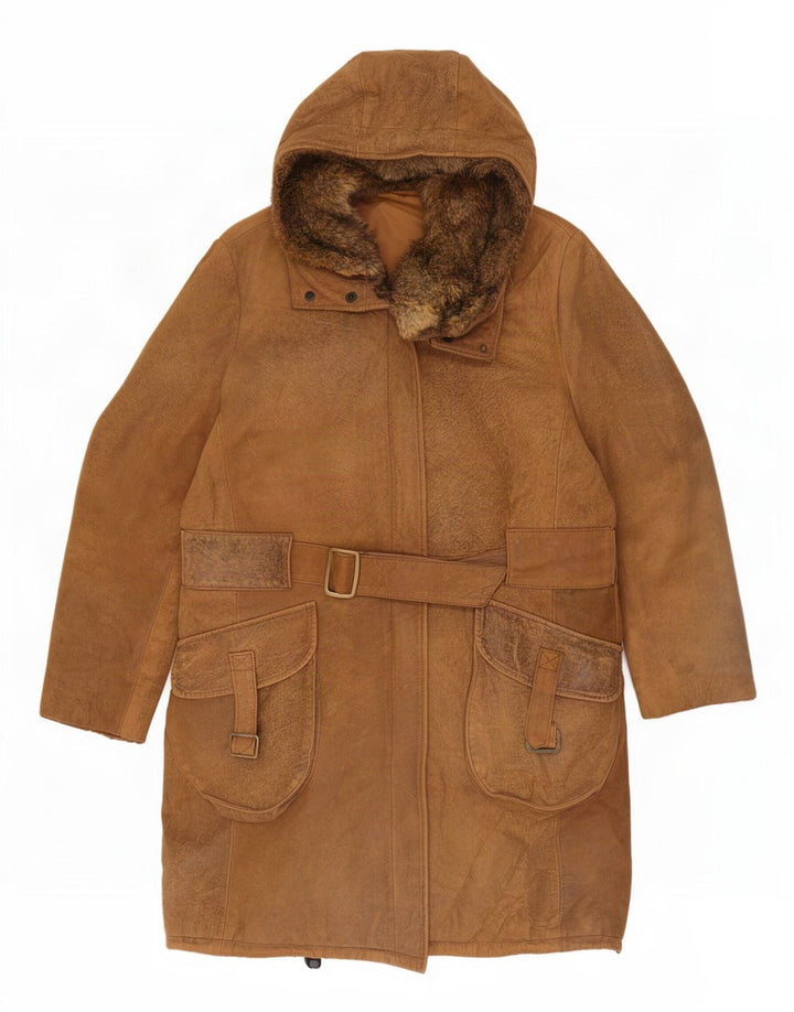Vintage Damen Wildledermantel UK 14 Mittelbraun