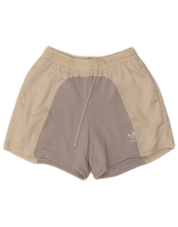 Adidas Damen Sportshorts UK 8 Small Off White Colourblock