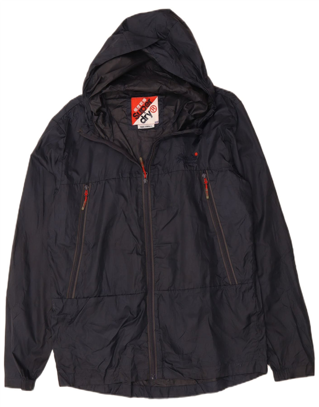 SUPERDRY Herren-Regenjacke mit Kapuze, Größe 36, Marineblau