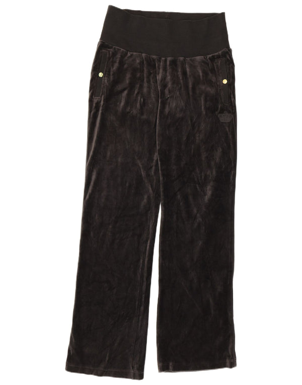 Adidas Damen Velours-Trainingshose UK 14 Large Grau Baumwolle