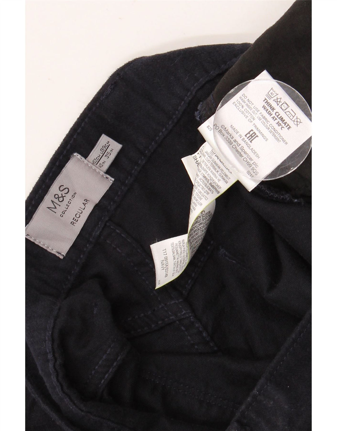 MARKS & SPENCER Herren-Jeans mit normaler Passform, gerade Passform, Breite 40, Länge 35, Marineblau, Baumwolle