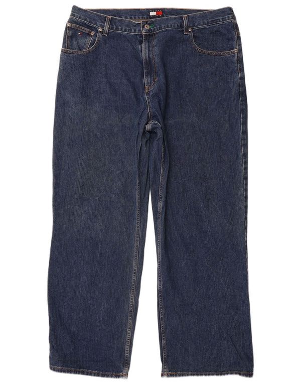 TOMMY HILFIGER Herren Straight Jeans W40 L32 Blaue Baumwolle
